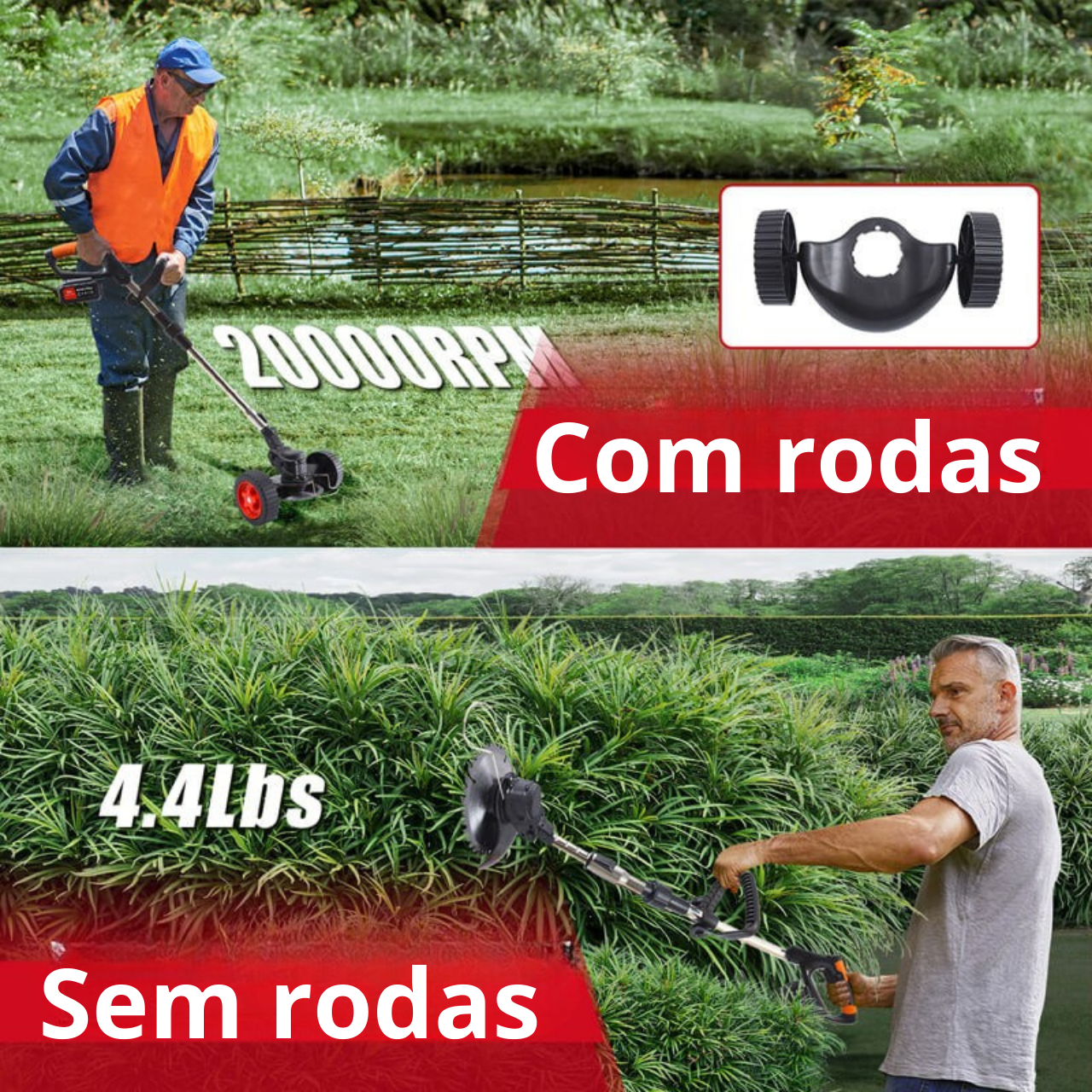 Aparador de relva sem fios 3 em 1, corta-ervas e dresse-bordas